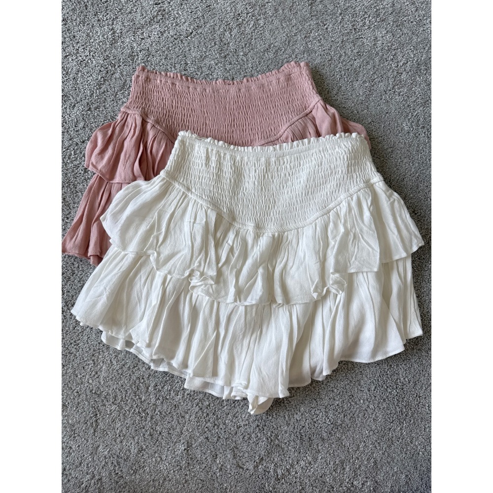 NEW Rock N Rags Sunshine Daydream Ruffle Skort Set Dusty Rose White XS Bundle